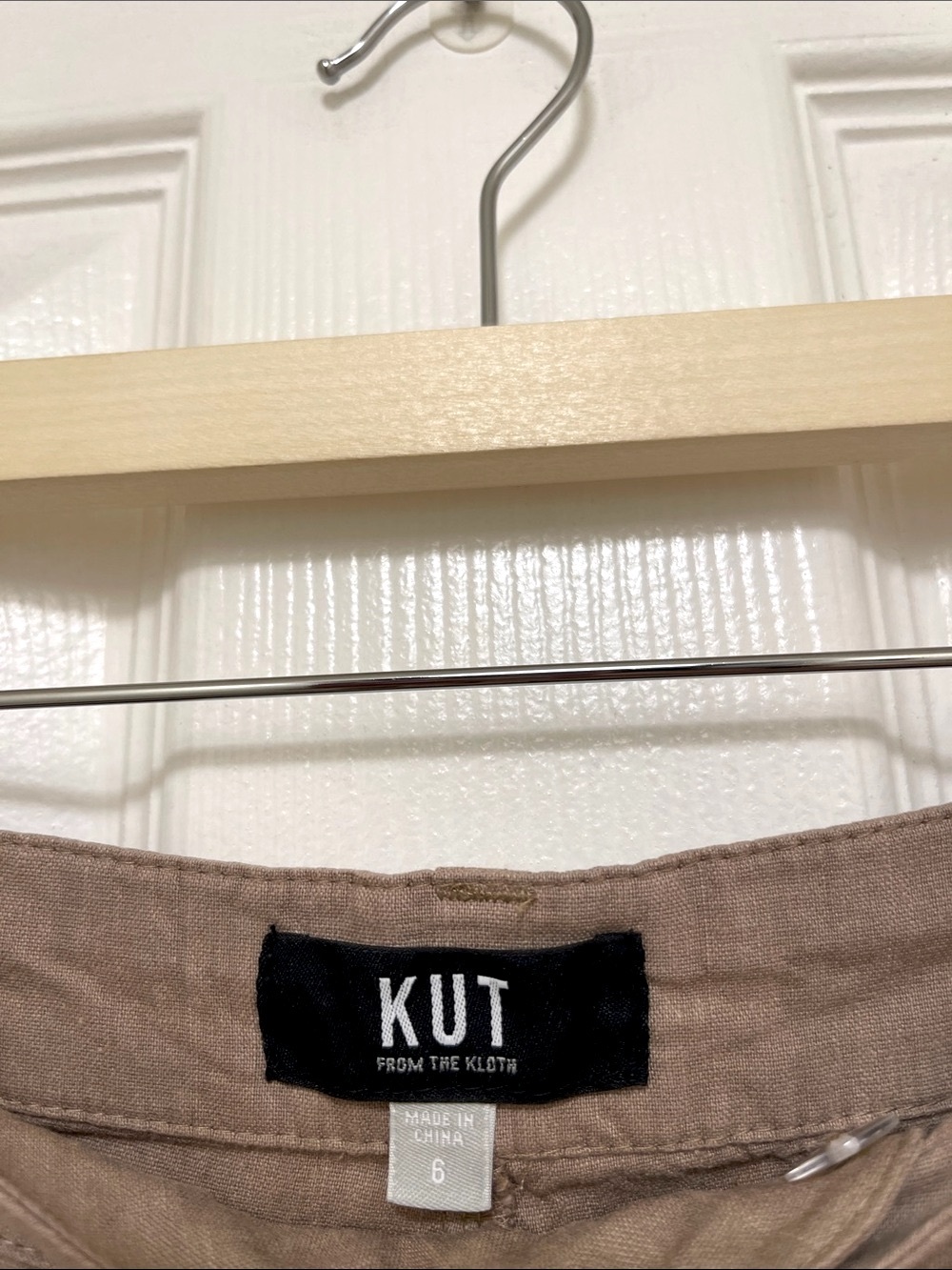 NWT Kut From The Kloth Topaz Linen Wide Leg in Khaki - Picture 6 of 9